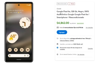 Google Pixel 6a 128GB Reacondicionado por $4,862 en Walmart
