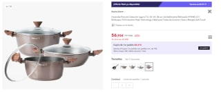 Cacerolas Percutti Colección Legno | 16, 20, 24, 28 cm | Antiadherente Reforzado STONE 2.0 | por 56.95€ (Cuenta Nueva 46.95€)