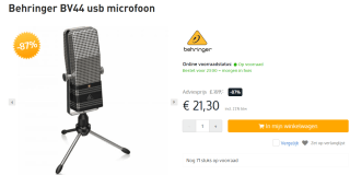 Behringer BV44 Vintage Broadcast USB Microfoon voor €21,30 bij Bax Shop