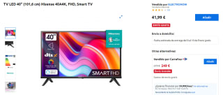 TV LED 55" Hisense 55A6K, 4K UHD, Smart TV por 75,99€