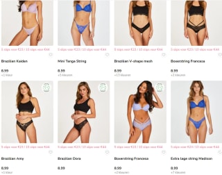 5 slips voor €23 / 10 slips voor €44 bij Hunkemöller