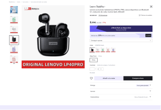 LENOVO Auriculares LP40 Pro TWS por solo 5,99€