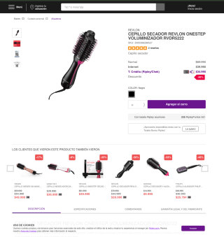 Cepillo secador revlon onestep voluminizador por solo $34.990