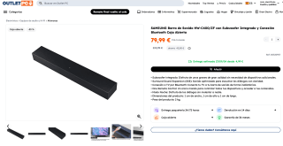 SAMSUNG Barra de Sonido HW-C400/ZF con Subwoofer Integrado y Conexión Bluetooth Caja Abierta por 79,99€