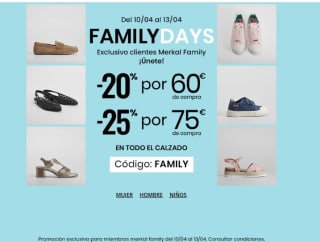 Hasta 25% descuento en los Family days de Merkalcalzado
