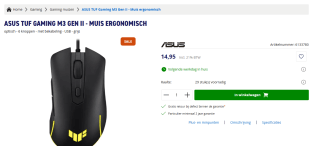 ASUS TUF Gaming M3 Gen II muis voor €14,95 bij Azerty