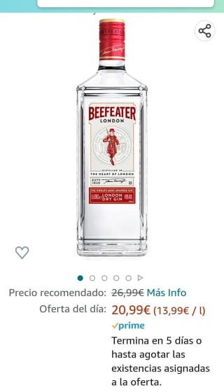 Beefeater London Dry Ginebra 1.5 L por 20,55€.