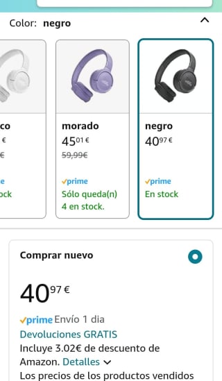 JBL Auriculares Inalámbricos por 40,97€.