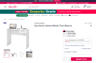 Escritorio Home Mobili Tom Blanco por $39.990