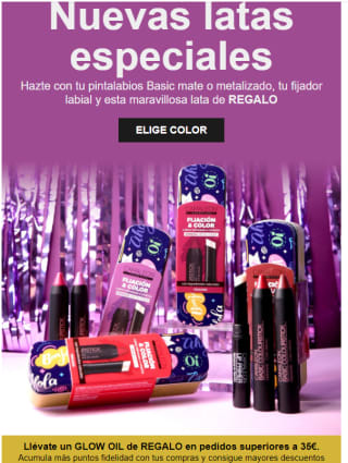 Regalo de lata con pintalabios por compras de +35€