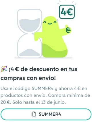 Nuevo cupón 4€ descuento en pedidos superiores a 20€ Wallapop