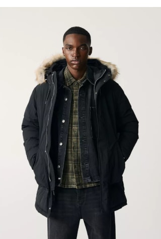 Abrigo acolchado con capucha efecto pelo para Hombre por 19.99€