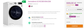 Secadora LG RC80V9AV2W por 669€