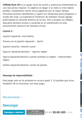Descarga gratis desde itch el juego Acantilado Rush VR
