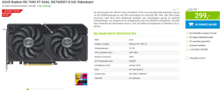 ASUS Dual Radeon RX 7600 XT OC Edition 16GB GDDR6 voor €299 bij Megekko