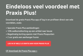 20% korting op 1 artikel naar keuze met Praxis Plus