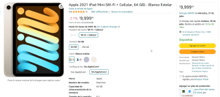 iPad Mini 2021 6ta Gen 64GB por $9,999 en Amazon