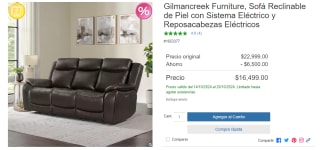 Gilmancreek Furniture Sofá Reclinable de Piel por $16,499 en Costco