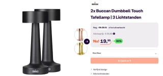 Buccan - Dumbbell tafellamp 2 stuks voor €19,95 bij Ibood