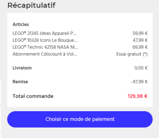 2+1 gratis op geselecteerde Lego bij Cdiscount