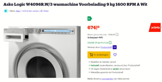 Asko Logic W4096R.W/3 wasmachine Voorbelading 9 kg voor €674,58 bij Bol.com