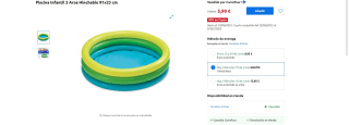 Piscina Infantil 3 Aros Hinchable 91x23 cm por 4,79€ (5,99€ con 20% en  cupón para proxima compra)
