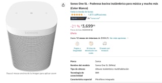 Bocina Sonos One SL por $3,699 en Amazon