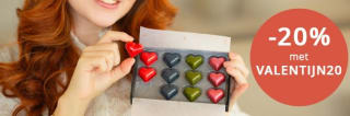 20% korting op chocoladecadeaus voor Valentijnsdag bij Chocoladebezorgd