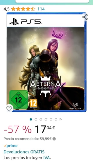 Aeterna Noctis PS5 por 17,94€.