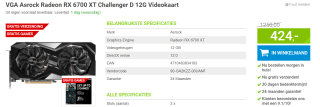 Asrock Radeon RX 6700 XT Challenger D 12G - Videokaart voor €424 bij Megekko