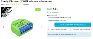 Shelly Dimmer 2 inbouw schakelaar voor €21 bij Home2link