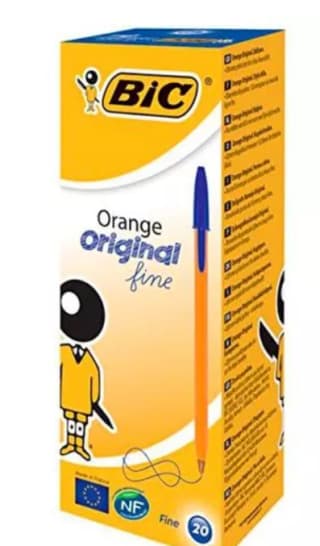 Caja de 20ud Bic naranja bolígrafo original fine por 4,56€ negro/azul