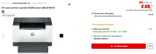 HP Laser printer LaserJet M209d printer voor €69 bij Mediamarkt