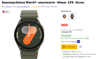 Samsung Galaxy Watch7, 40mm, Bluetooth + LTE Groen (Groen) voor €265 bij Bol