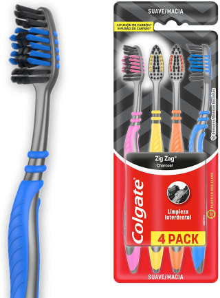 Escova de Dentes da Colgate, modelo ZigZag Carvão com 4 unid - R$ 16,49