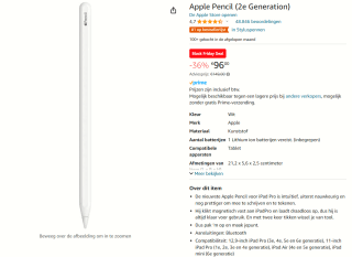 APPLE Pencil (2nd Generation) 2018 voor €96 bij Amazon