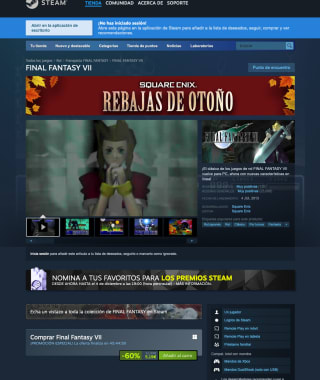 Juego FINAL FANTASY VII Steam por solo 5,19€