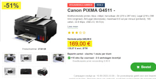 Canon Pixma G4511 printers voor €169 bij Proshop