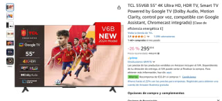 TCL 55V6B 55" 4K Ultra HD, HDR TV + reembolso 55,81€ por 295€
