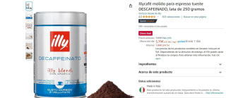 Illycafé molido para espresso tueste Descafeinado, lata de 250 gramos por 5,21€