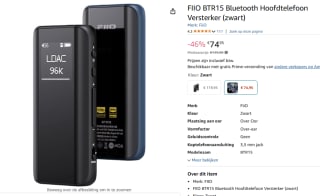 FIIO BTR15 Bluetooth Hoofdtelefoon Versterker voor €74,95 bij Amazon