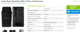 Cooler Master MasterBox Q300L V2 Micro ATX Behuizing voor €53,90 bij Megekko