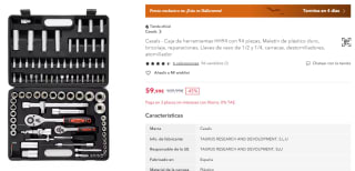 Casals Maletín de herramientas HH94 con 94 piezas por 59,99€ (cuenta nueva por 47,99€)