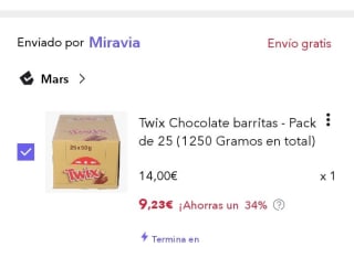 Twix Chocolate Pack de 25×50gr. por 9,23€.