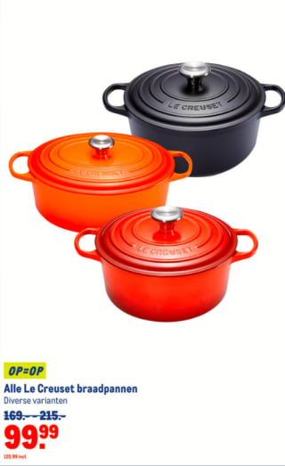 Alle Le Creuset braadpannen voor €120,99 bij de Makro