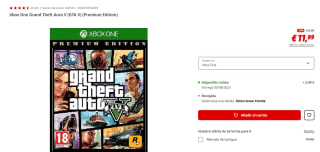Videojuego Grand Theft Auto V Premium Edition PS4 y Xbox por 11,99€