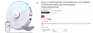 Imou L11 Stofzuigerrobot met dweilfunctie voor €146,62 bij Amazon