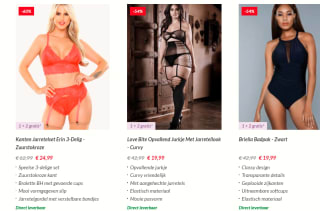 1 + 2 op geselecteerde lingerie in de sale tot 60% bij Christine Le Duc