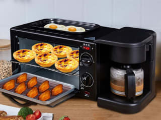 Máquina de desayuno 3 en 1, tostadora de pan, horno eléctrico y cafetera por 52,96€