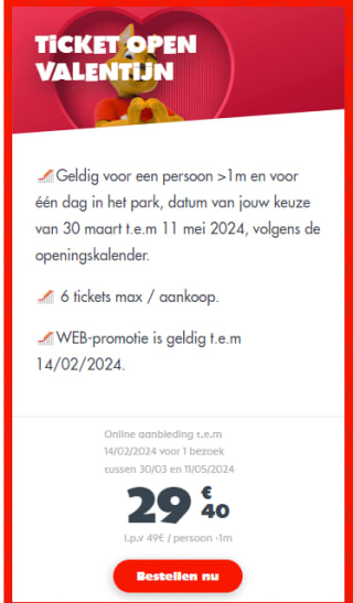 Tickets voor Walibi Belgium voor €29,40 per ticket